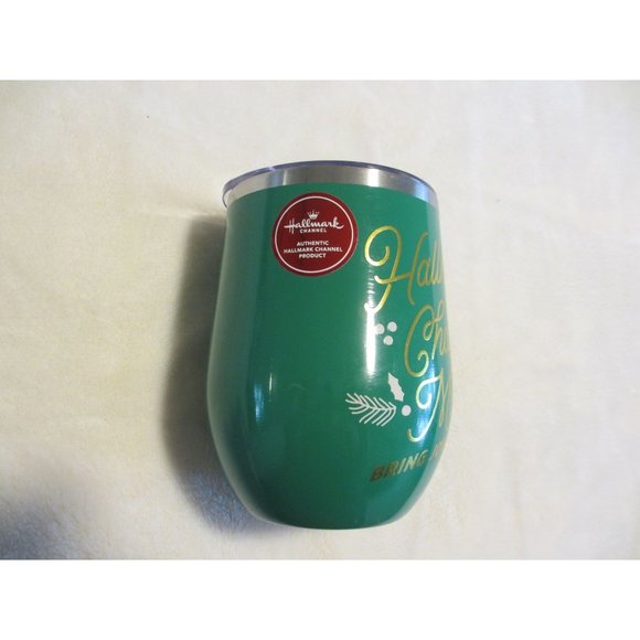 HALLMARK CHANNEL PRODUCT GREEN WINE COOLER GLASS WITH LID NEW, NEVER USED WITH D - Picture 2 of 5